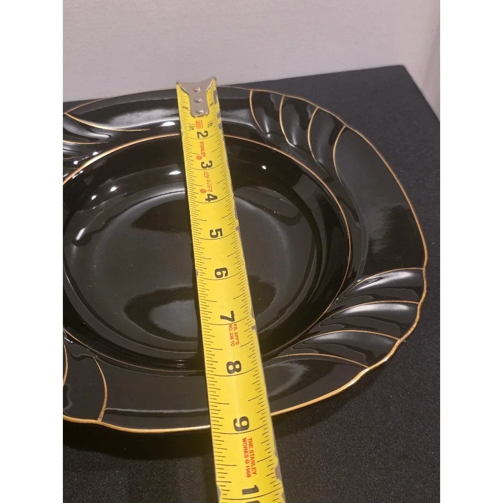 Vtg Ranmaru Wave Golden Black‎ Soup Bowls Set of 4 Gallery Collections Japan
